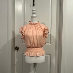 Shinestar Coral Ruffle Sleeve Blouse